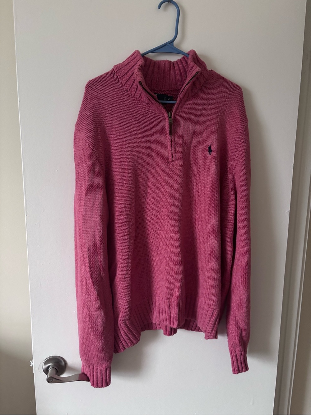 Ralph Lauren Pink Half-Zip Cowl Knit Sweater